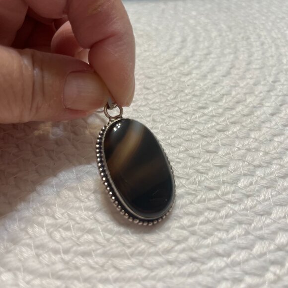 Natural MONTANA AGATE Handmade Sterling 925 Pendant/Chain #420D - Picture 2 of 3